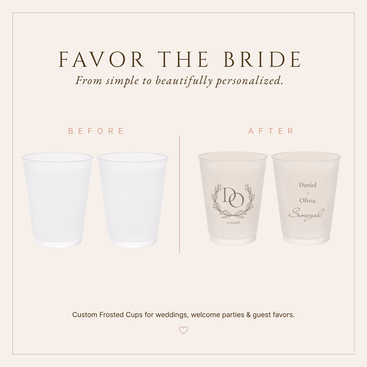 Personalized Laurel Monogram Frosted Cups
