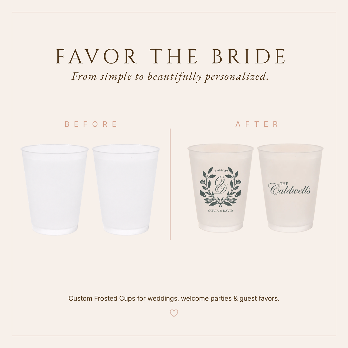 Personalized Botanical Monogram Frosted Cups