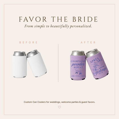 Personalized Après Ski Wedding Can Coolers