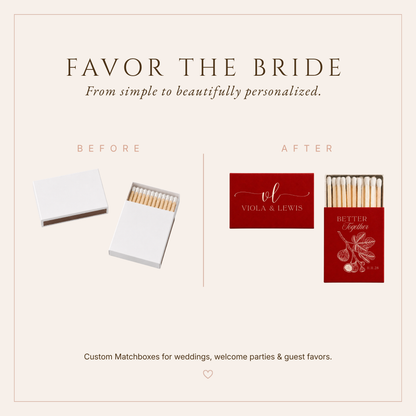 Personalized Botanical Fig Wedding Favor Matchboxes