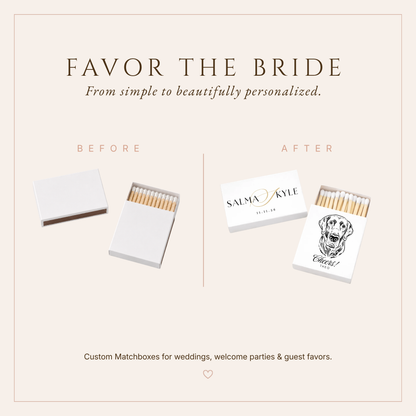 Personalized Wedding Matchbox Dog Portrait Modern Name