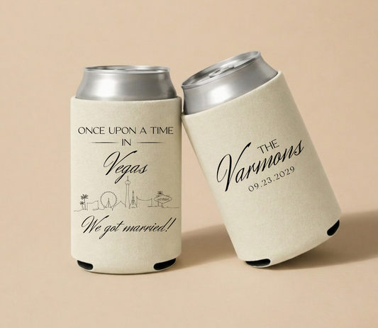 Personalized Las Vegas Wedding Can Coolers
