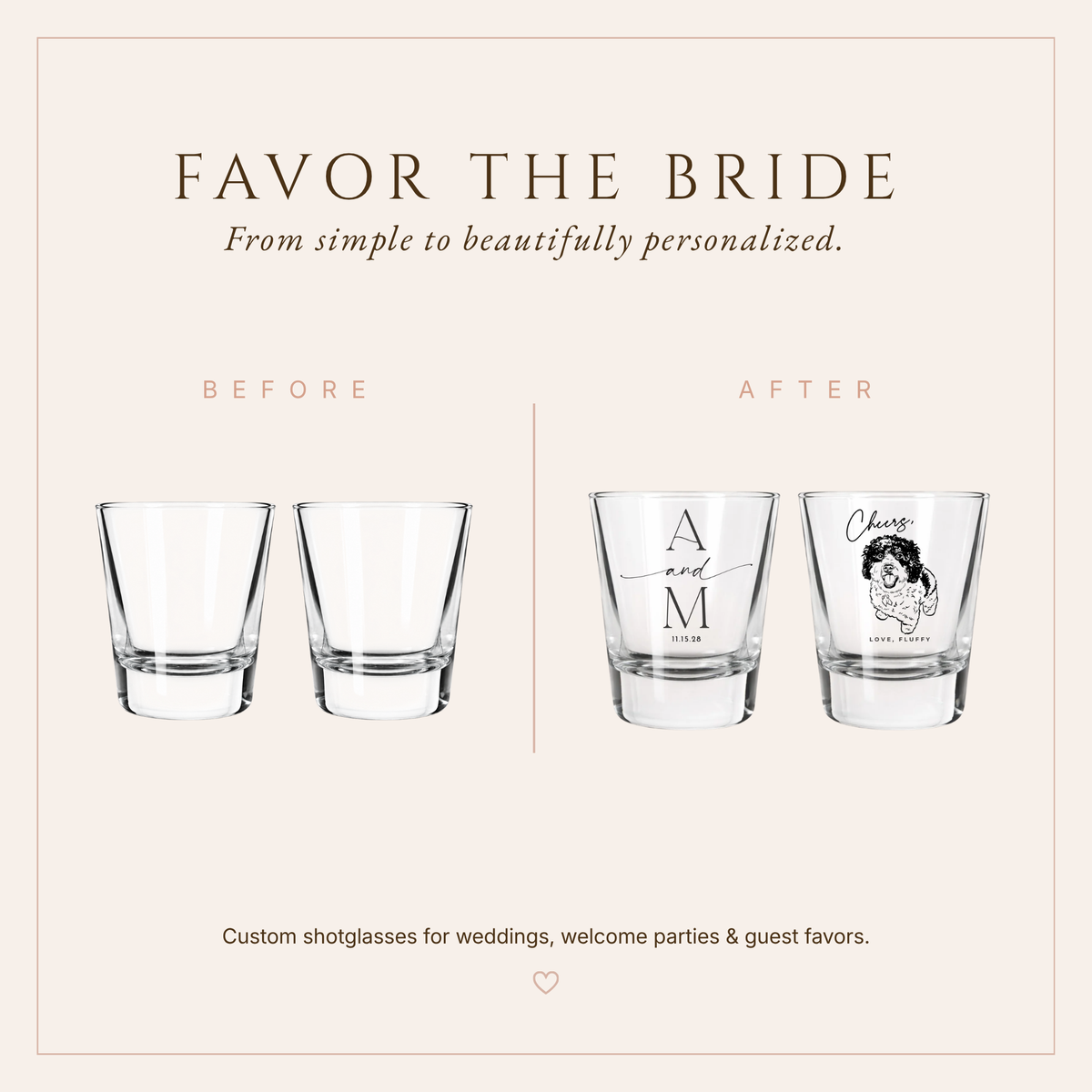 Personalized Pet Wedding Frosted Shot Glasses