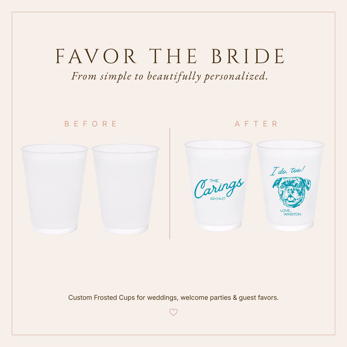 Personalized Pug Wedding Frosted Cups