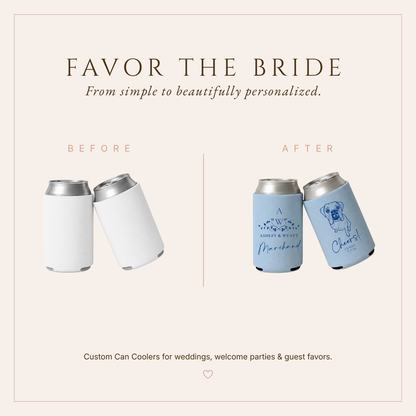 Personalized Dog Monogram Wedding Can Coolers