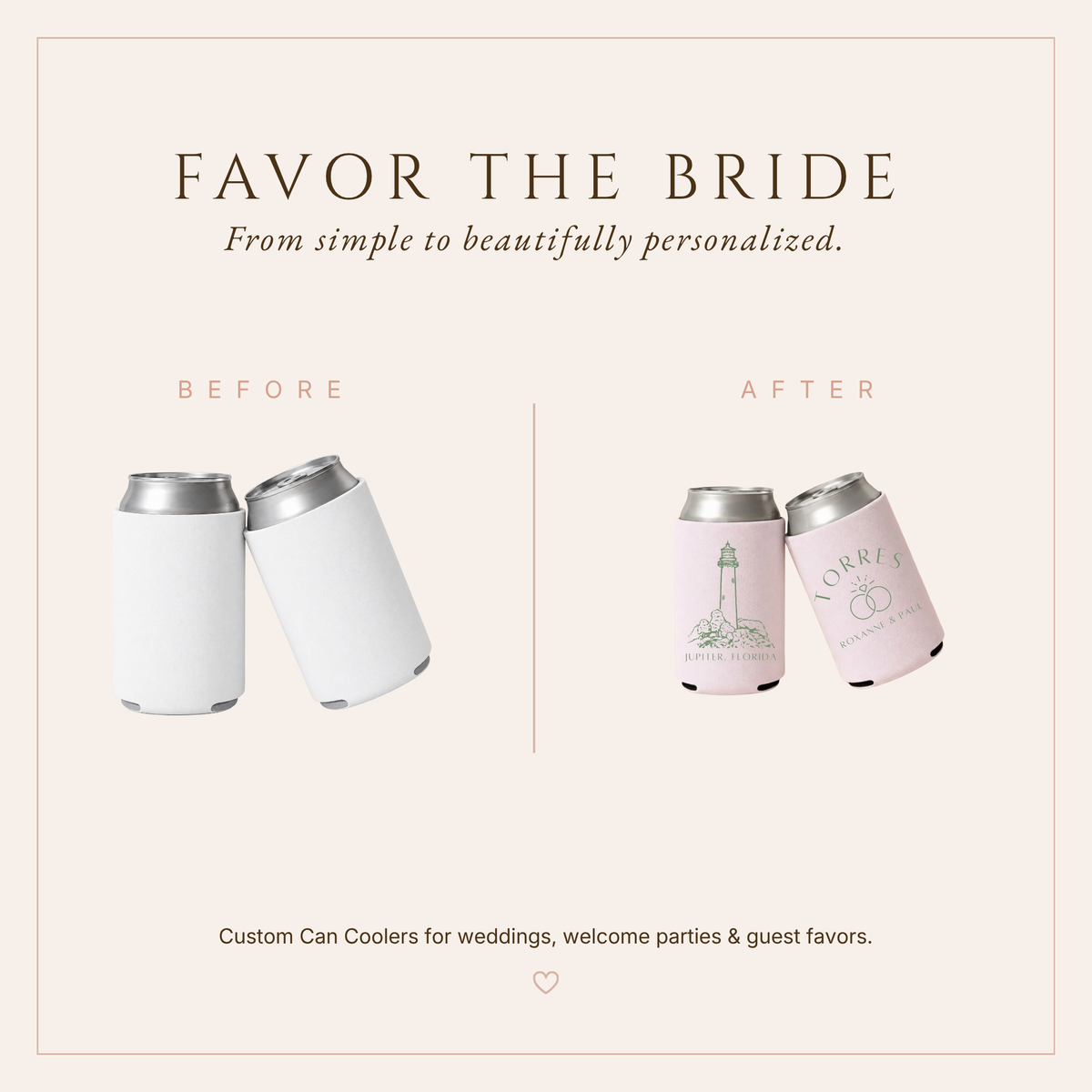 Personalized Lighthouse Wedding Can Coolers