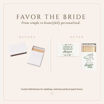 Personalized Horse Wedding Favor Cowboy Matchboxes