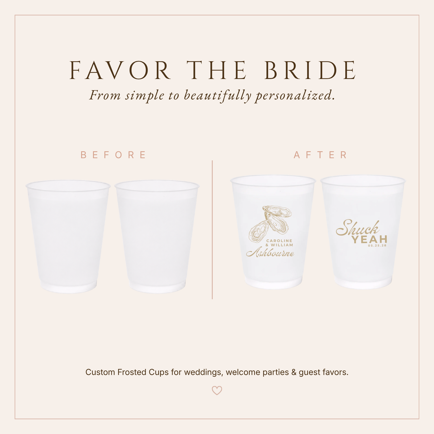 Personalized Oyster Wedding Frosted Cups