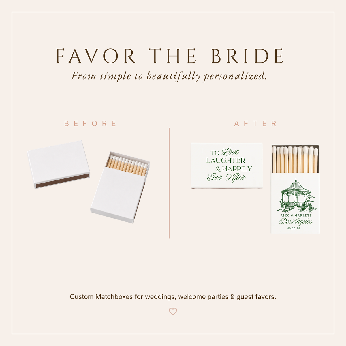 Personalized Venue Illustration Wedding Matchboxes