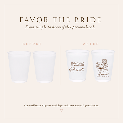 Personalized Dog & Cat Portrait Wedding Frosted Cups