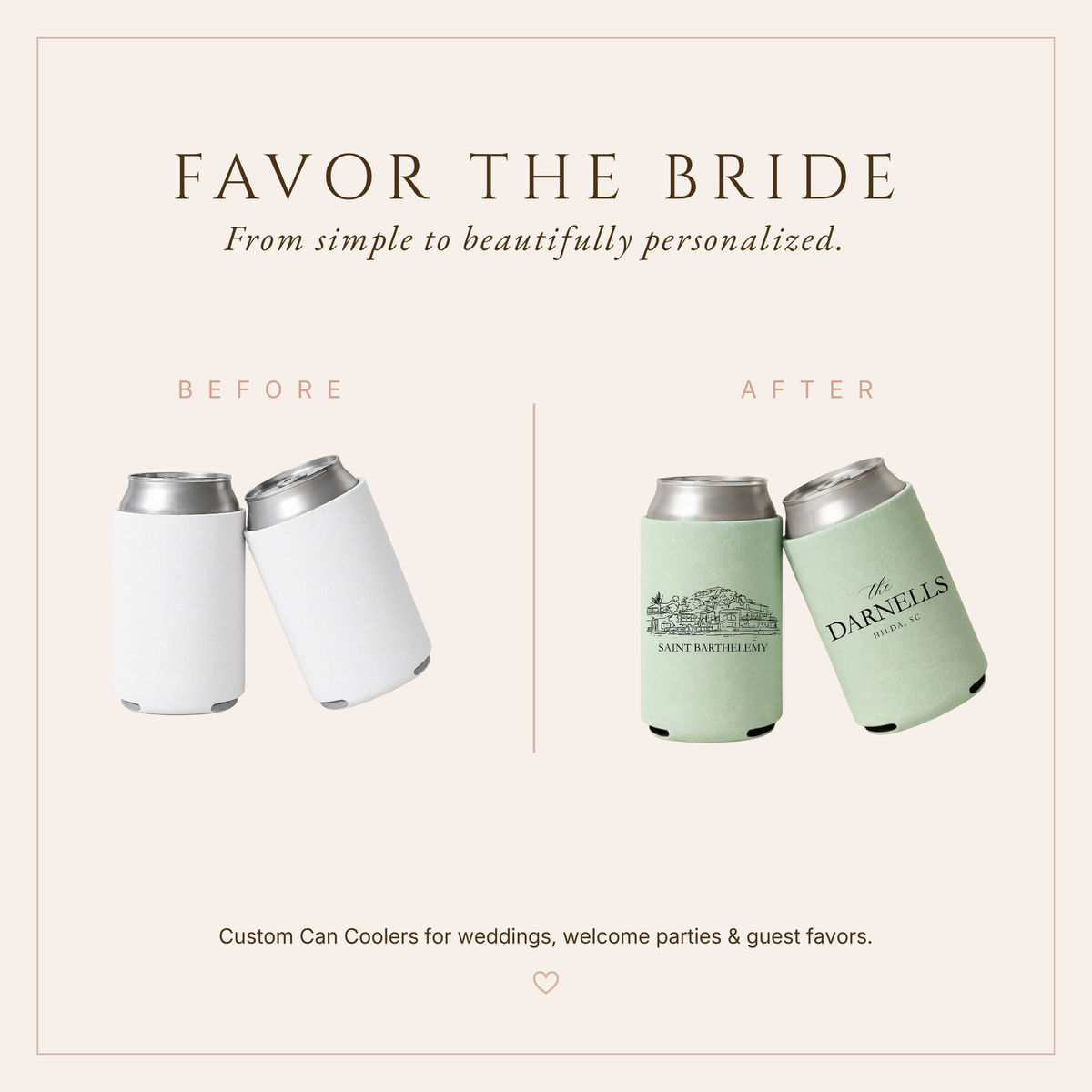 Personalized Saint Barthélemy Wedding Can Coolers