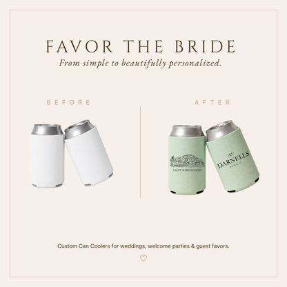 Personalized Saint Barthélemy Wedding Can Coolers