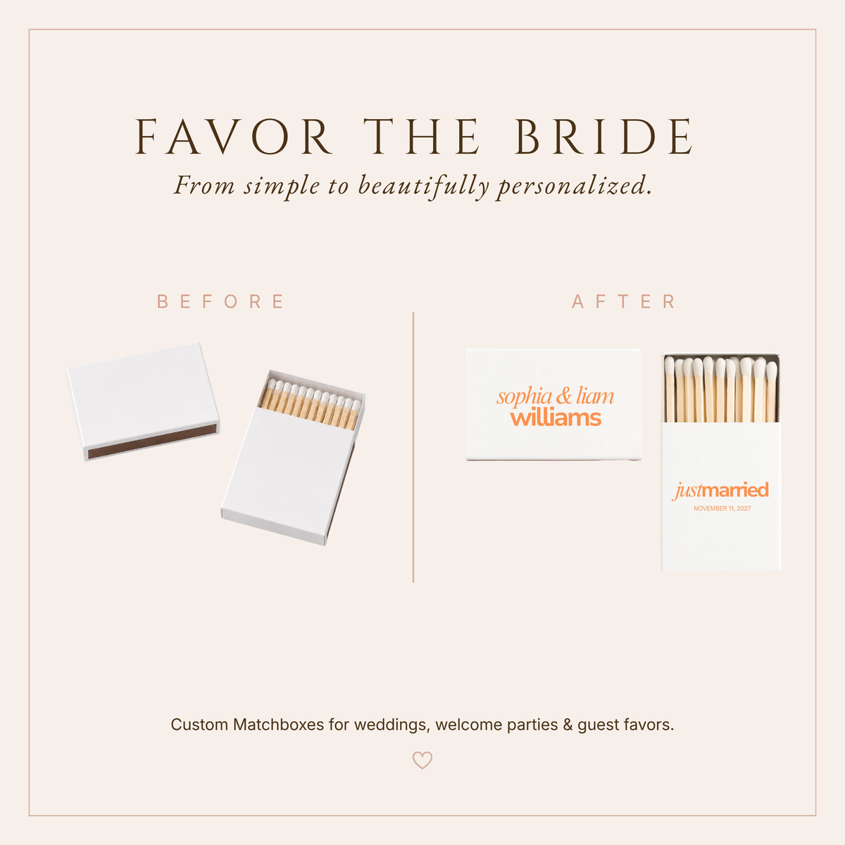 Just Married Wedding Matchboxes
