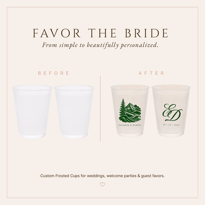 Personalized Mountain Initials Wedding Frosted Cups