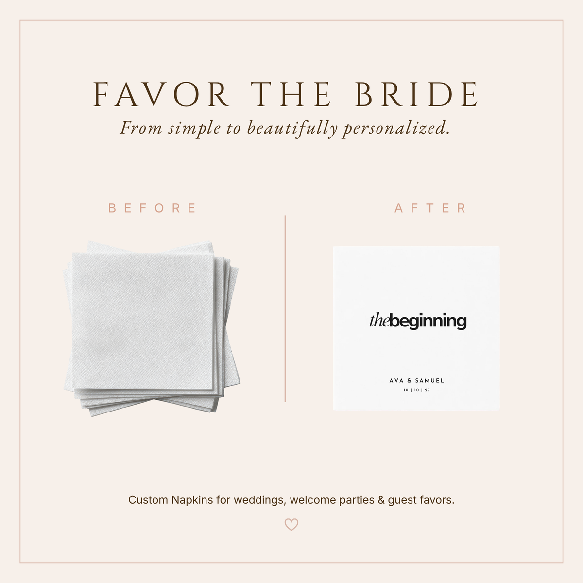 Personalized The Beginning Wedding Napkins