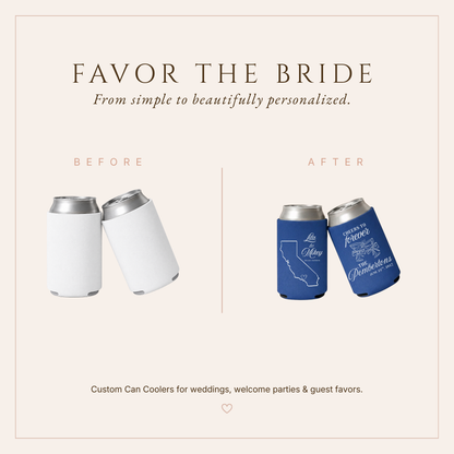 Personalized California Wedding Can Coolers