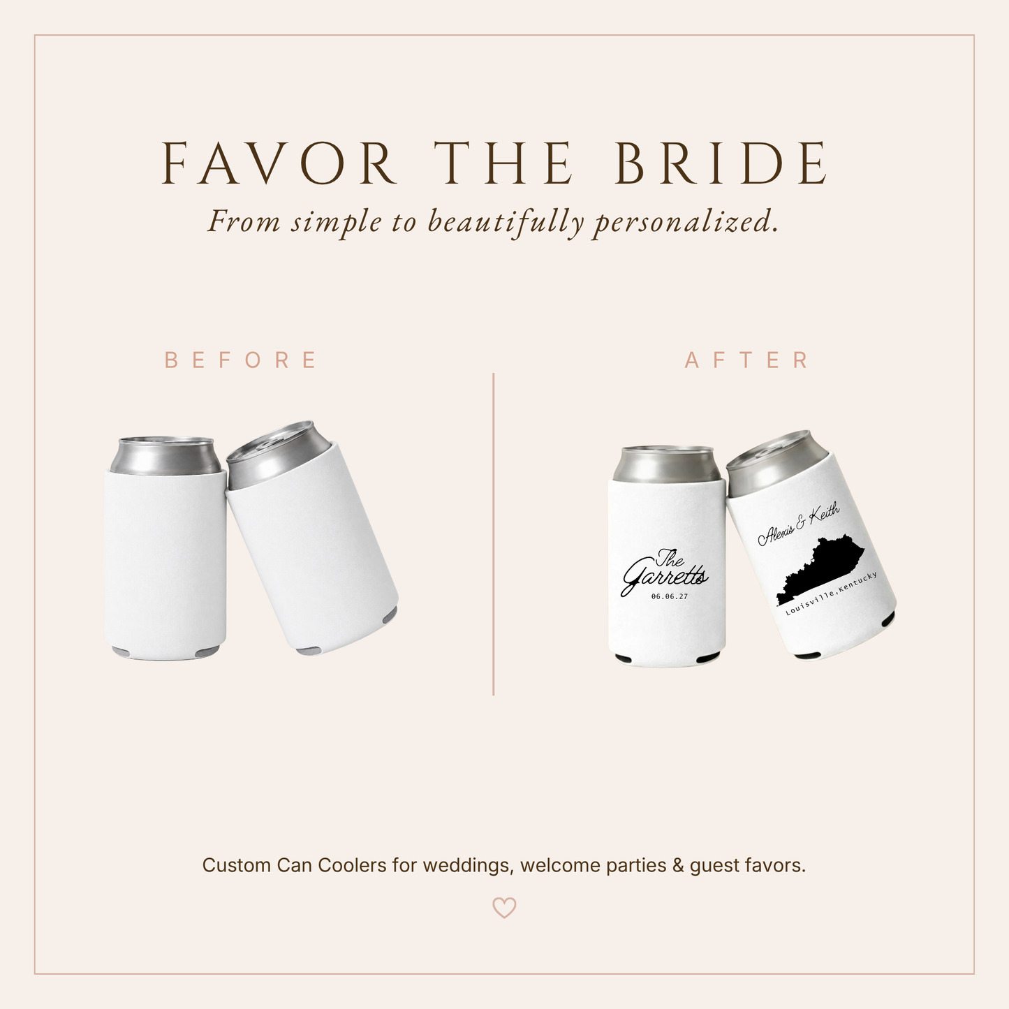 Personalized Kentucky Wedding Can Coolers