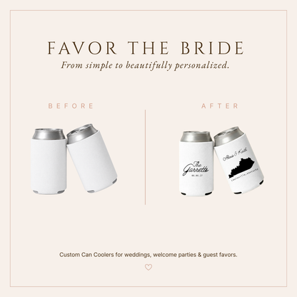 Personalized Kentucky Wedding Can Coolers