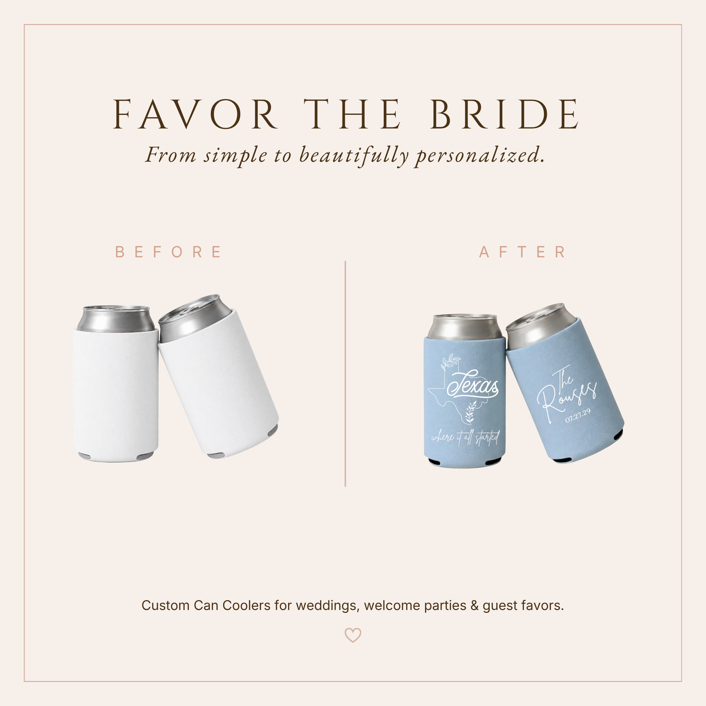 Personalized Texas Wedding Can Coolers