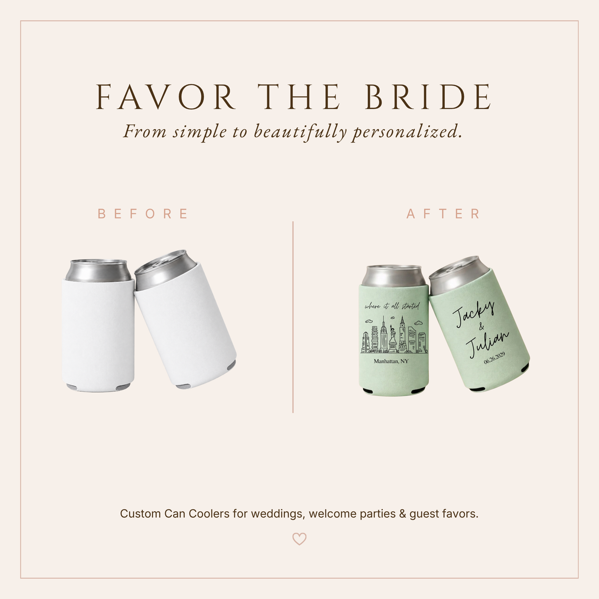 Personalized New York City Wedding Can Coolers