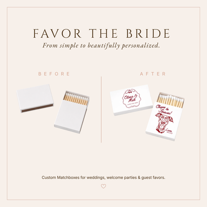 Personalized Wedding Matchbox Vintage Frame Dog Portrait