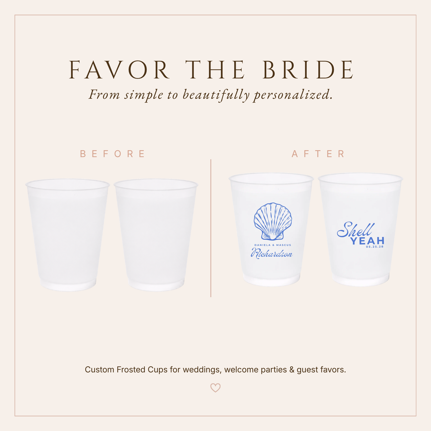Personalized Seashell Wedding Frosted Cups