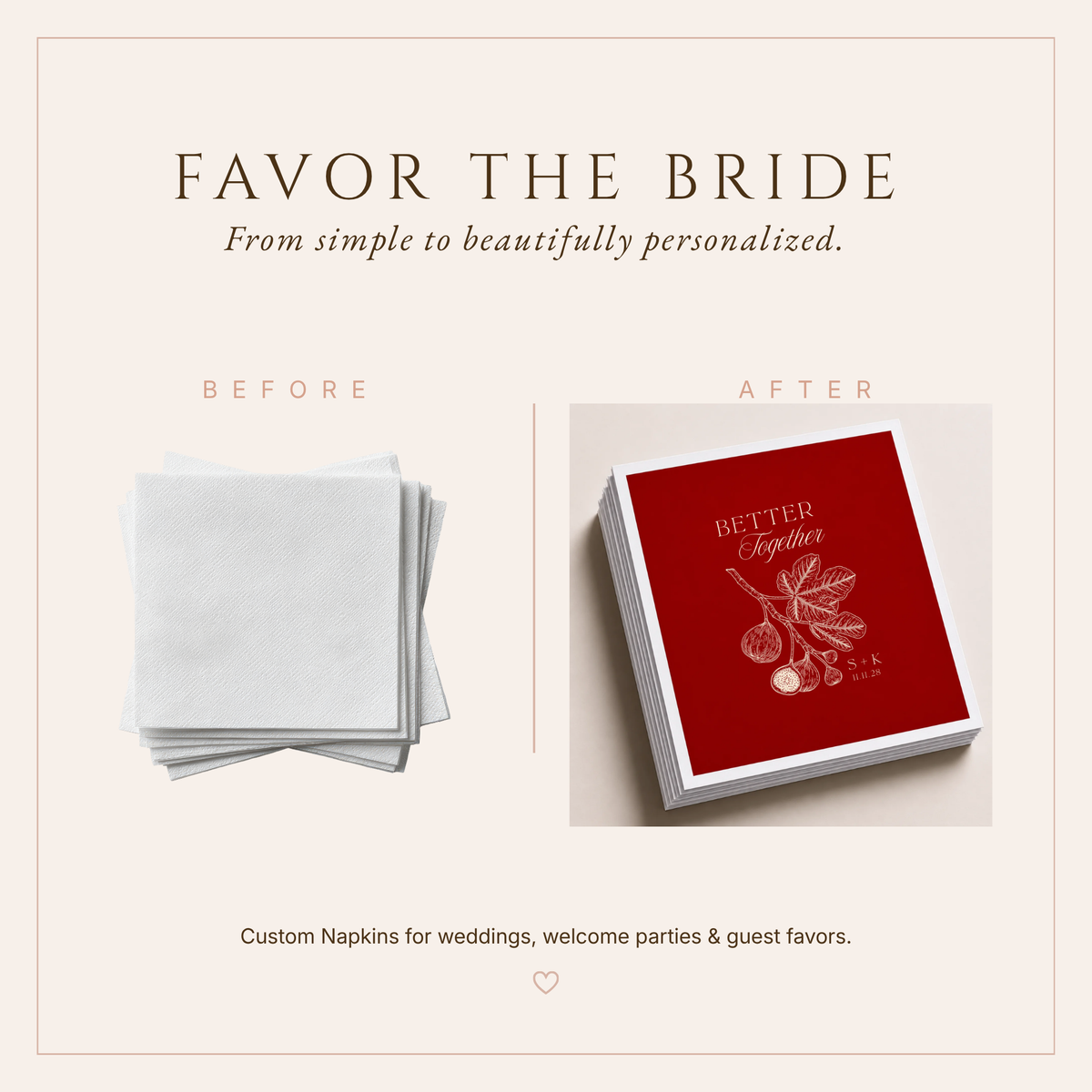 Personalized Fig Wedding Table Napkins