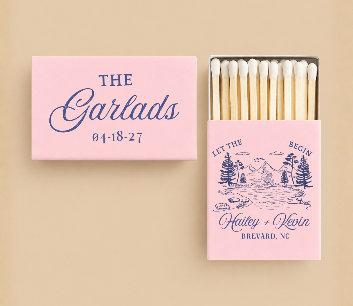 Personalized Let The Adventure Begin Wedding Matchboxes