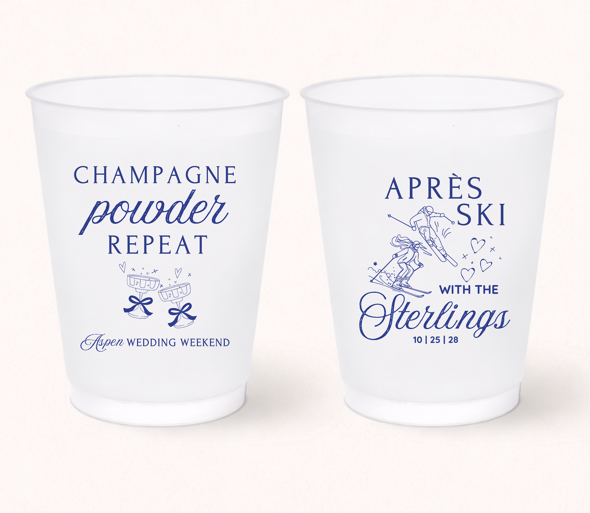 Custom après ski wedding frosted cups
Champagne powder repeat wedding cups
Ski resort wedding favor
Winter wedding frosted cups
Personalized mountain wedding drinkware
Aspen wedding weekend cups