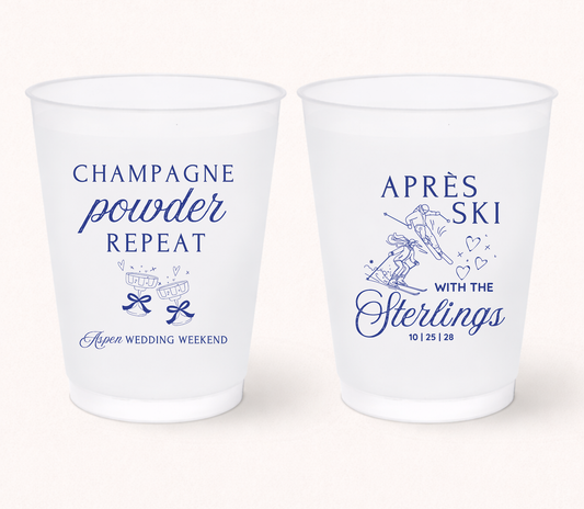 Custom après ski wedding frosted cups
Champagne powder repeat wedding cups
Ski resort wedding favor
Winter wedding frosted cups
Personalized mountain wedding drinkware
Aspen wedding weekend cups
