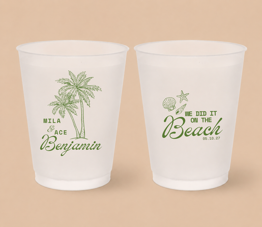 Personalized Beach Wedding Frosted Cups