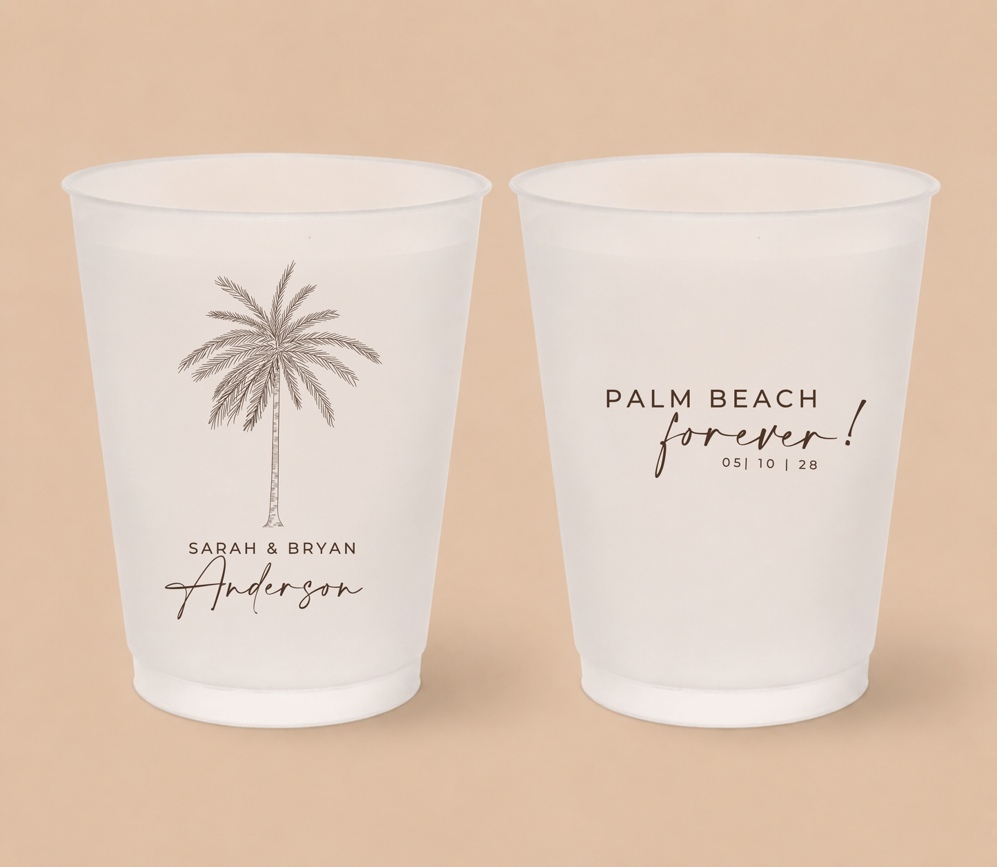 Personalized Palm Beach Frosted Wedding Cups
