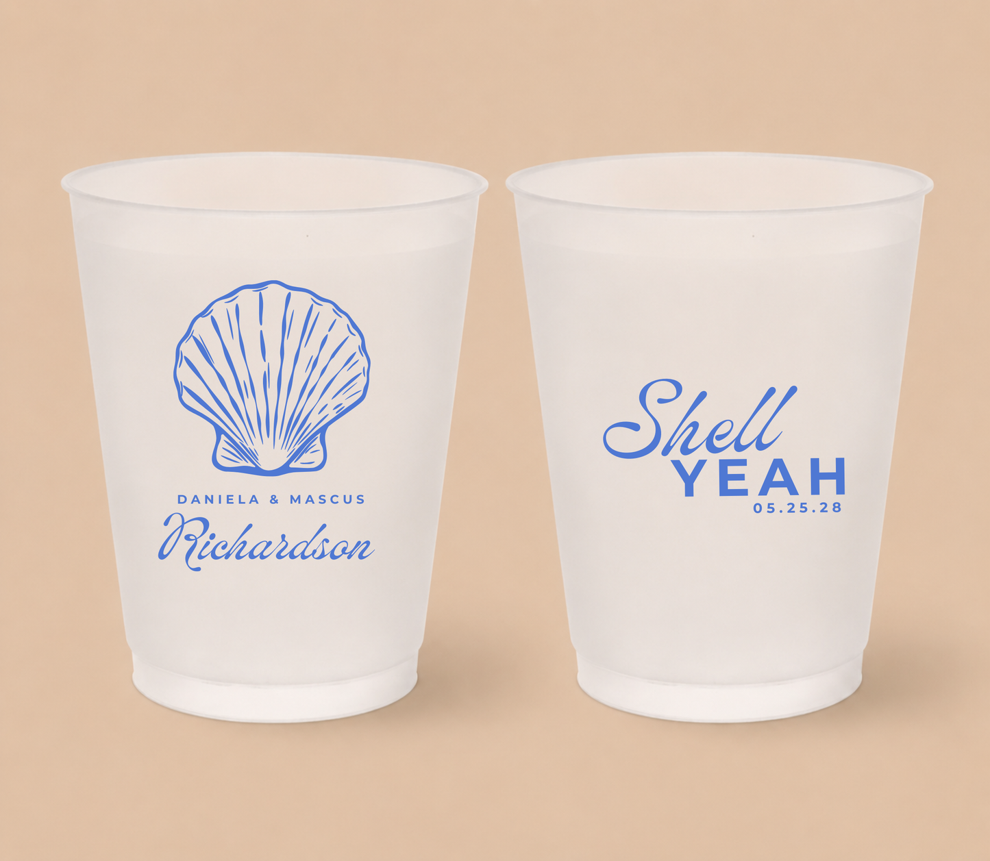 Personalized Seashell Wedding Frosted Cups