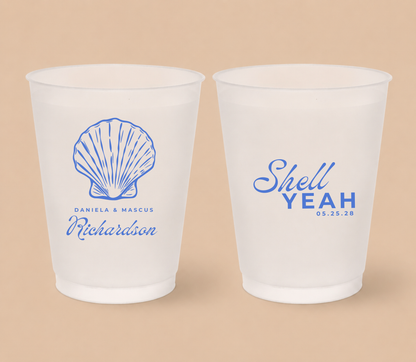 Personalized Seashell Wedding Frosted Cups