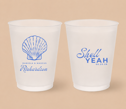 Personalized Seashell Wedding Frosted Cups