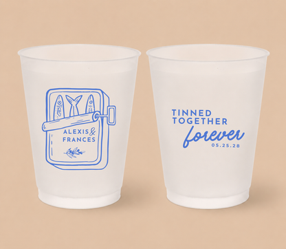 Personalized Sardine Tin Wedding Frosted Cups