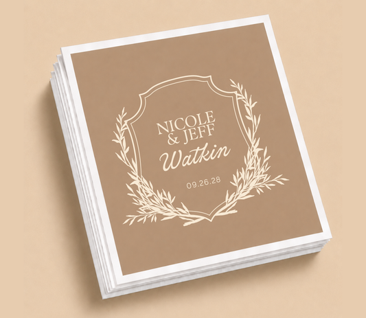Personalized Botanical Crest Monogram Wedding Table Napkins