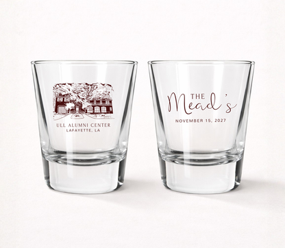 Custom wedding venue shot glasses
Personalized wedding venue illustration glasses
Wedding favor shot glasses
Historic venue wedding shot glasses
Custom wedding keepsake glasses
Personalized wedding guest favors