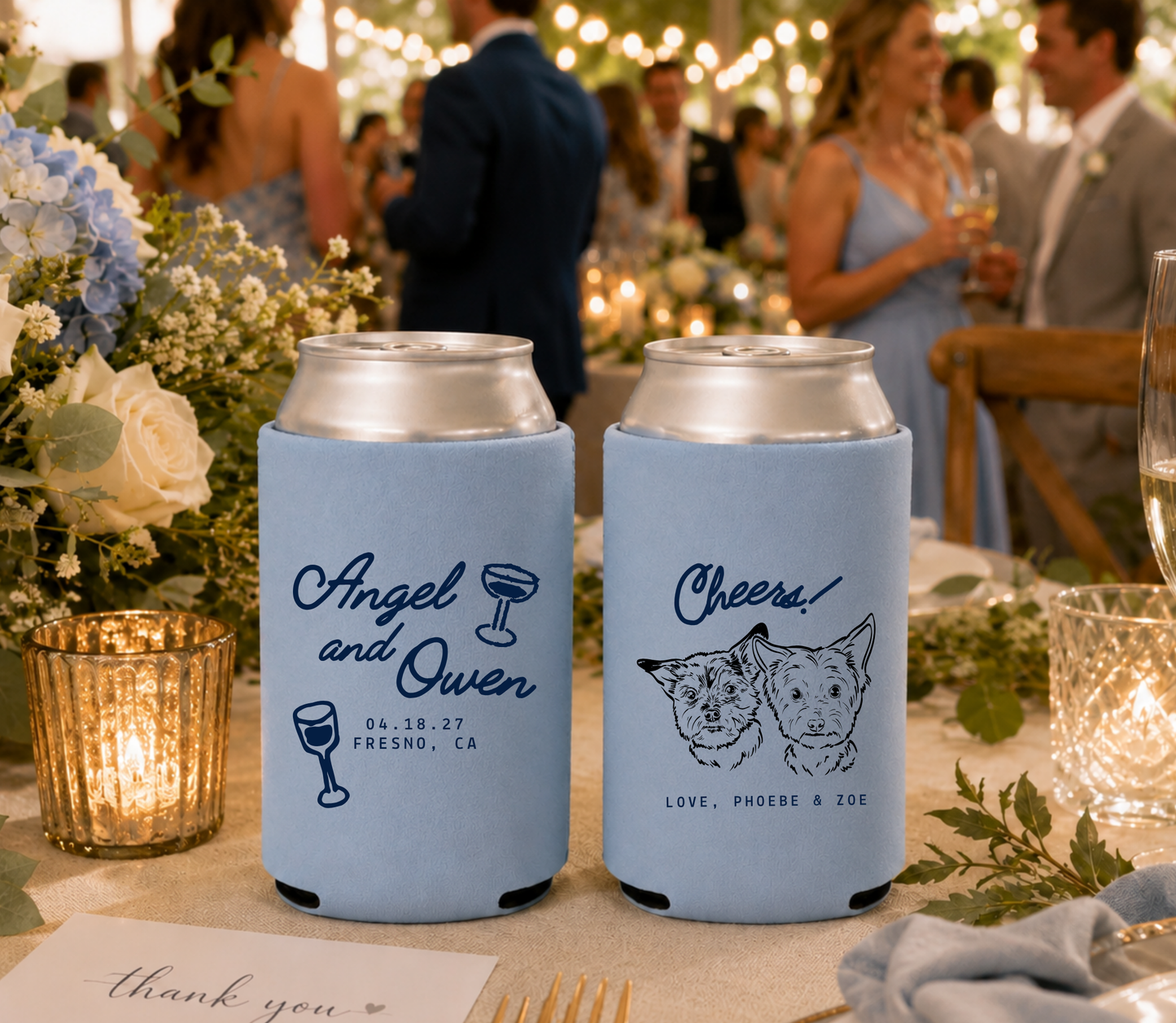 Custom two dog wedding can cooler