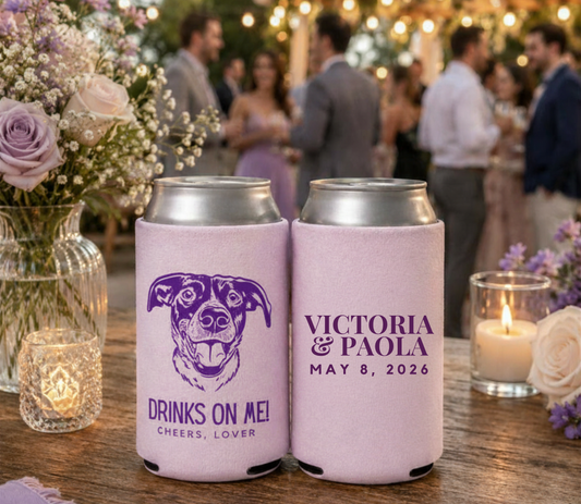 Custom Drinks On Me dog wedding can cooler