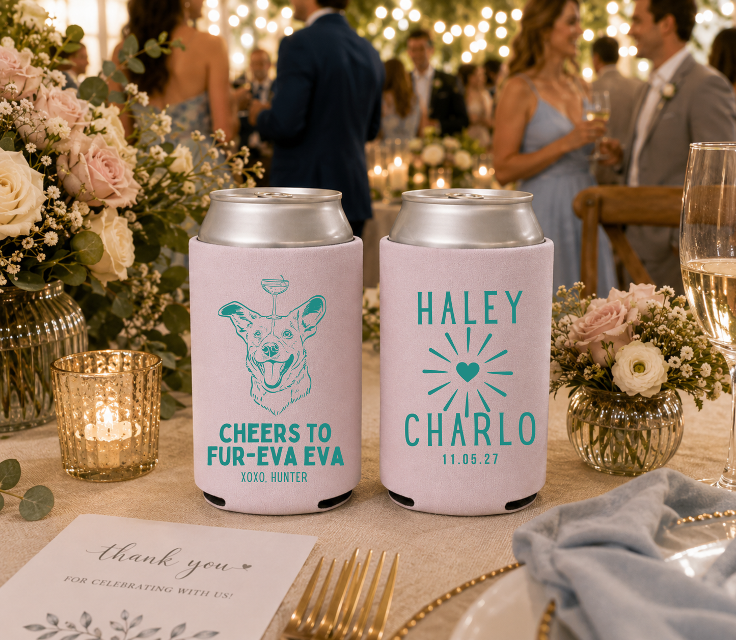 Cheers To Fur-Eva wedding can cooler