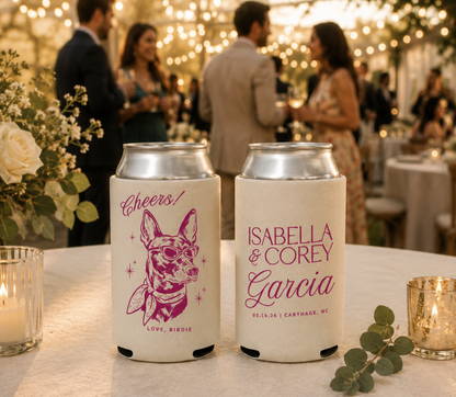 Custom cool sunglasses dog wedding can cooler