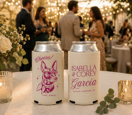 Custom cool sunglasses dog wedding can cooler