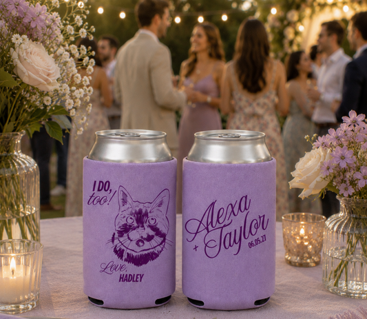 Custom I Do Too cat wedding can cooler