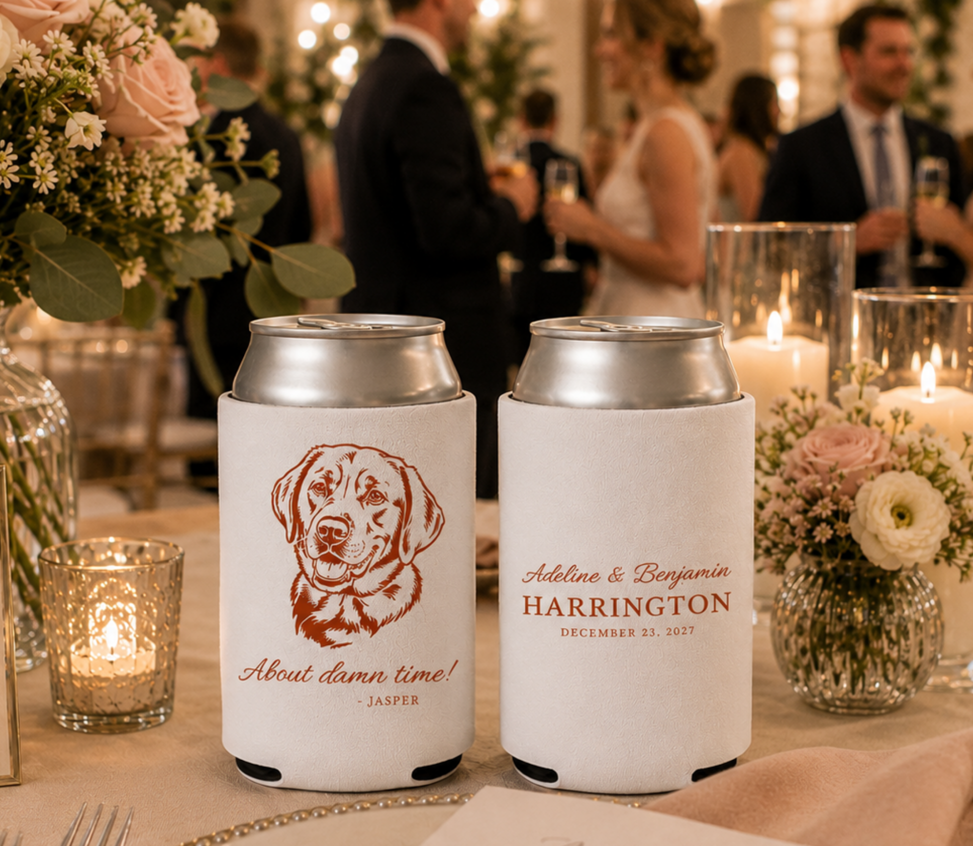 Custom funny dog wedding can cooler