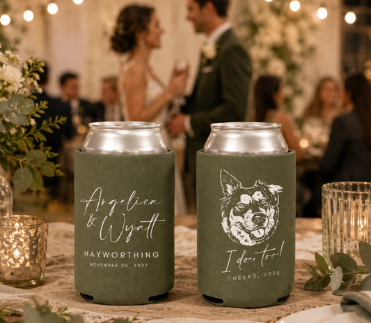 Custom minimalist dog wedding can cooler