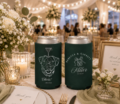 Custom Cheers dog wedding can cooler