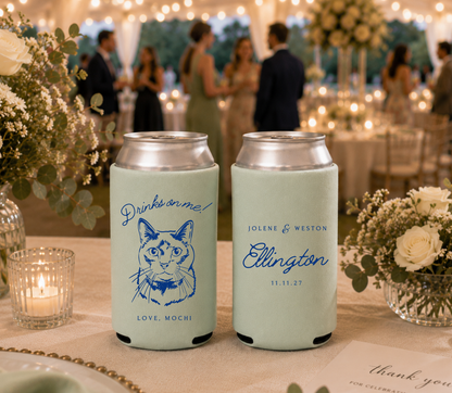 Custom cat wedding can cooler