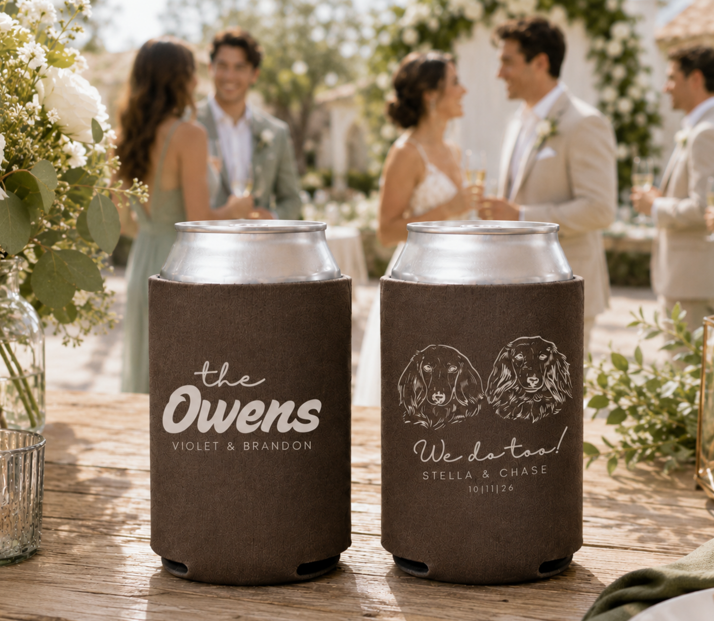 Custom rustic dog wedding can cooler