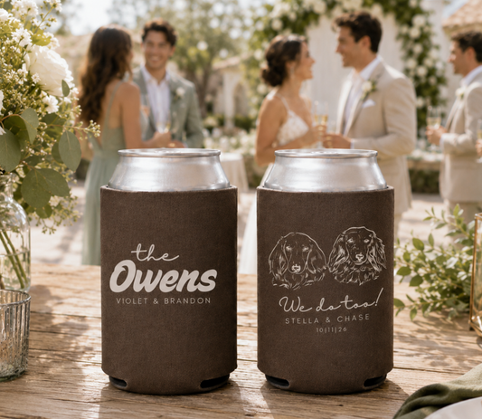 Custom rustic dog wedding can cooler
